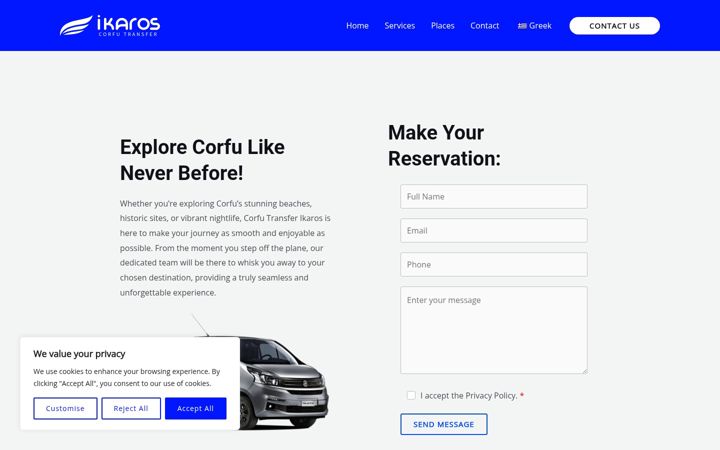 Screenshot of corfutransferikaros.com