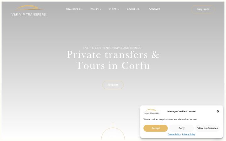 Screenshot of corfuviptransfers.com
