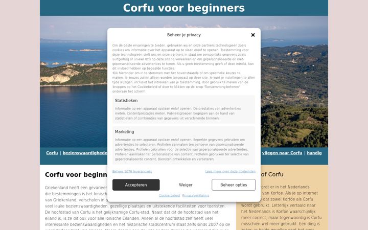 Screenshot of corfuvoorbeginners.nl