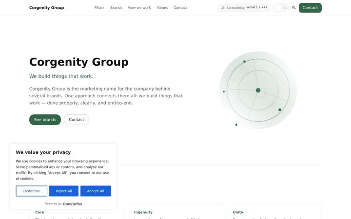 Screenshot of corgenity.com