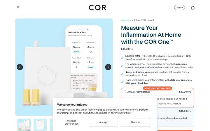 Screenshot of corhealth.com