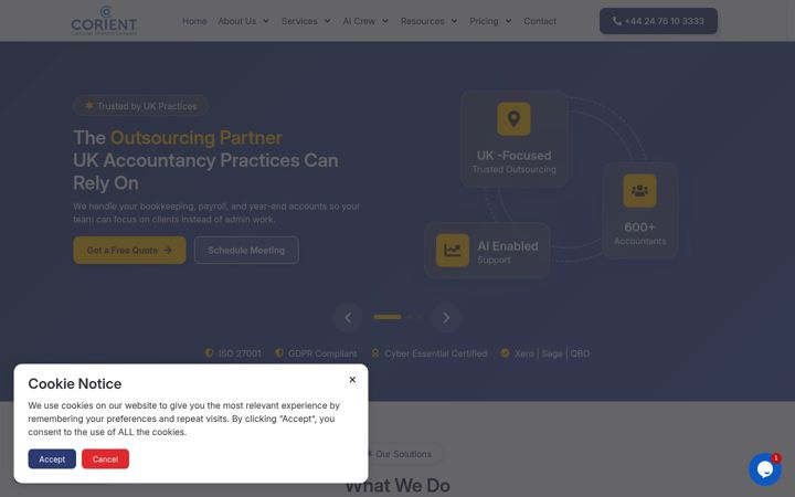Screenshot of corientbs.co.uk