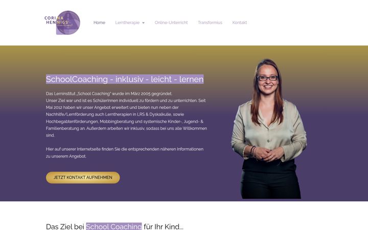 Screenshot of corinahennigs.de