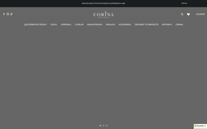 Screenshot of corinanaturalbeauty.com