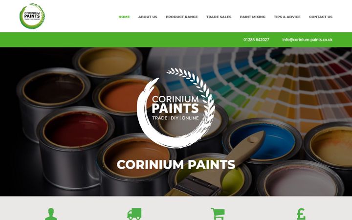 Screenshot of corinium-paints.co.uk