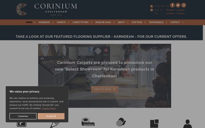 Screenshot of coriniumcarpets.co.uk