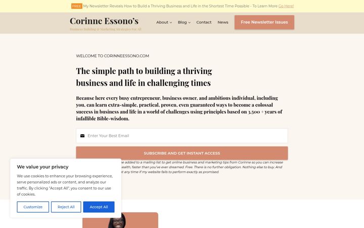 Screenshot of corinneessono.com