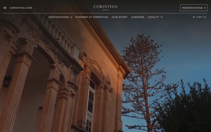Screenshot of corinthia.com