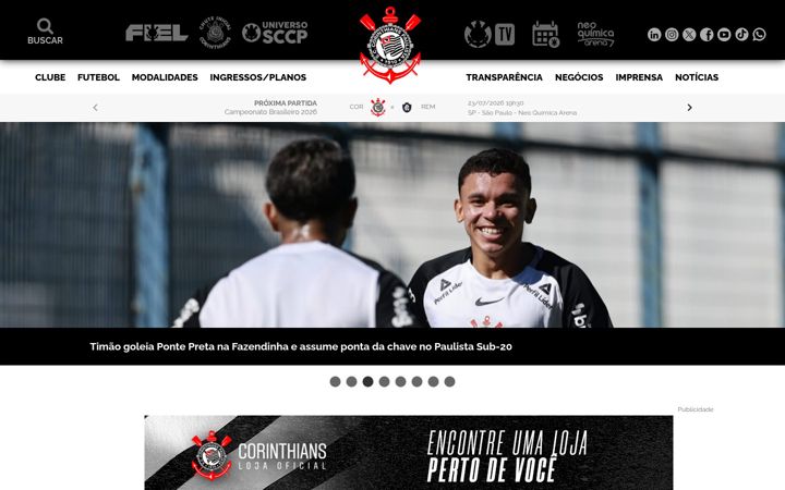 Screenshot of corinthians.com.br