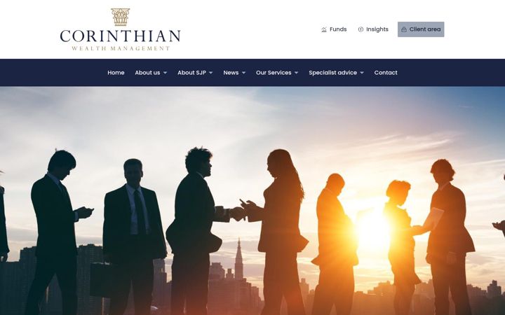 Posnetek zaslona corinthianwealthmanagement.co.uk