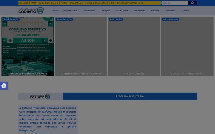 Screenshot of corinto.mg.gov.br