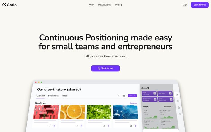 Screenshot of corio.ai