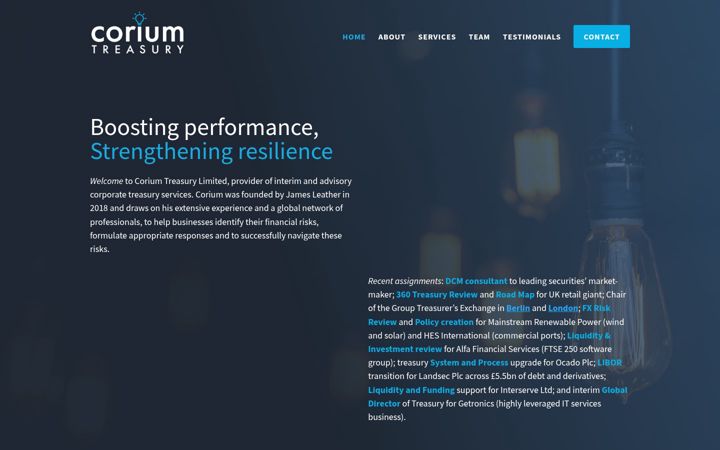 Screenshot of coriumtreasury.com