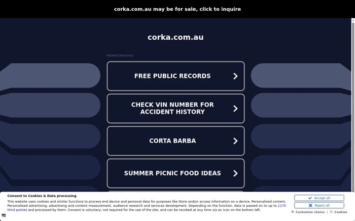 Ekraanipilt saidist corka.com.au