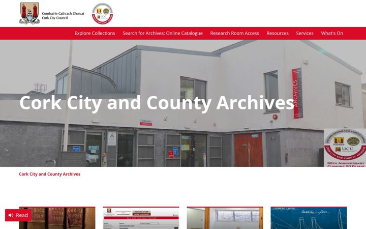Screenshot of corkarchives.ie