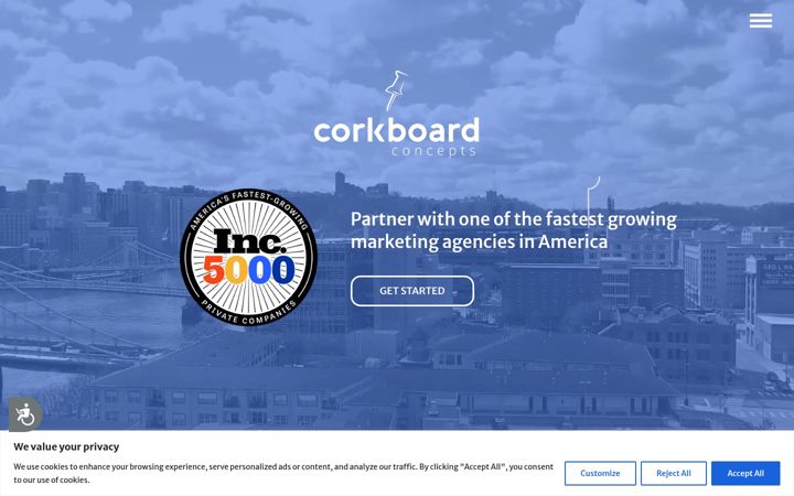 Screenshot of corkboardconcepts.com