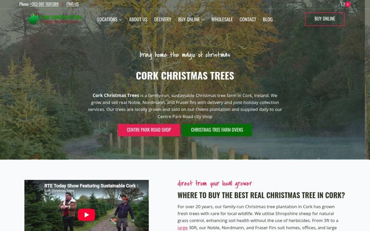 Screenshot ta' corkchristmastrees.ie