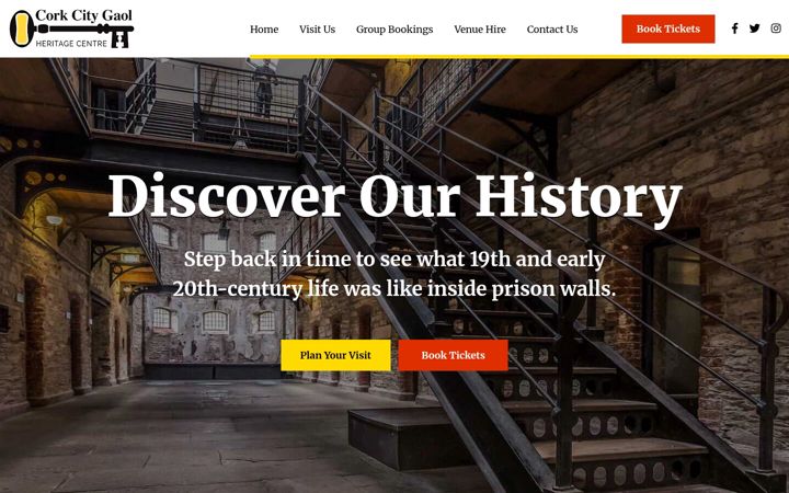 Screenshot of corkcitygaol.com
