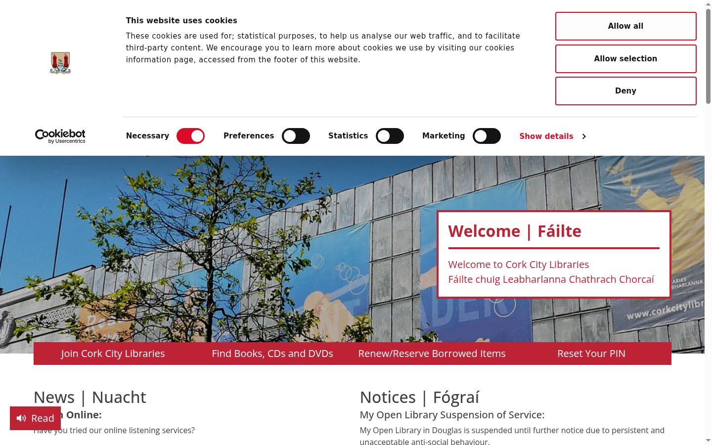 Screenshot des Einwilligungsbanners vor jeglicher Interaktion