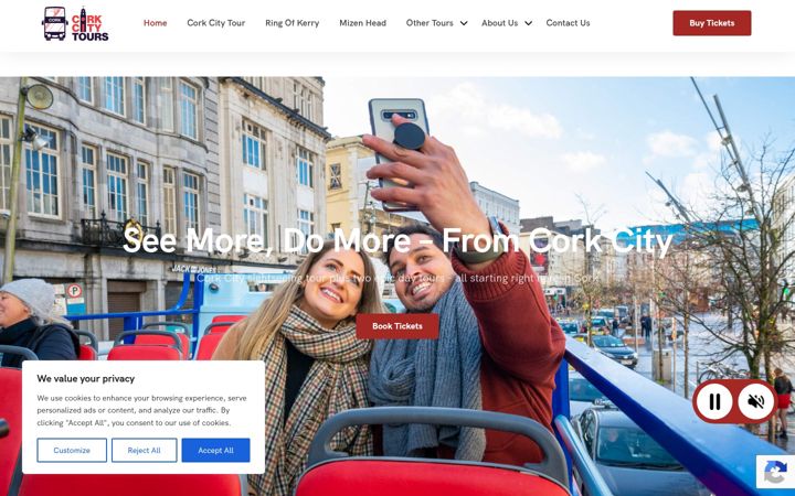 Screenshot of corkcitytours.com