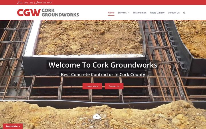 Screenshot ta' corkgroundworks.ie
