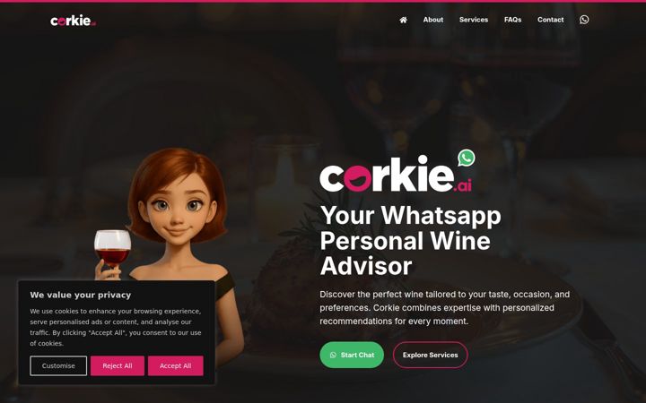 Screenshot of corkie.ai