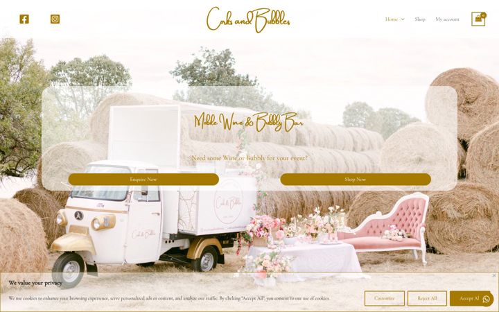 Screenshot of corksandbubbles.co.za