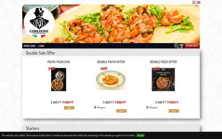 Screenshot of corleoneristorante.hu