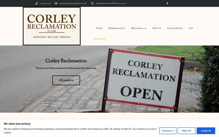Screenshot of corleyreclamation.co.uk