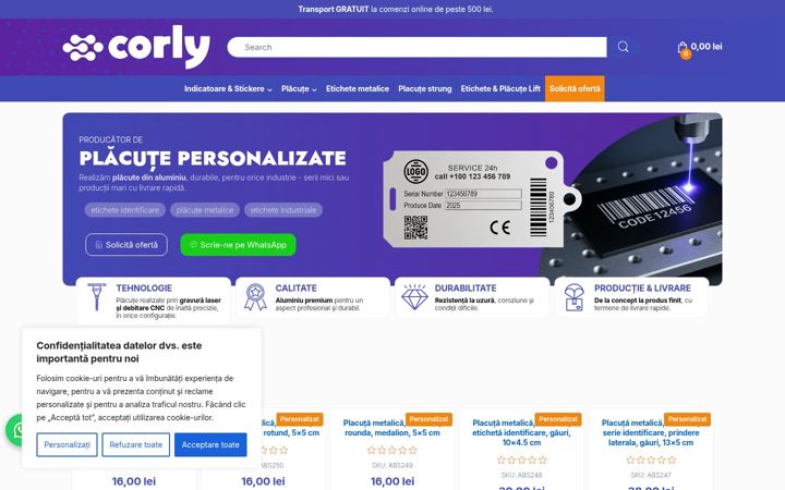 Screenshot of corly.ro