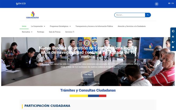Snímek obrazovky cormagdalena.gov.co