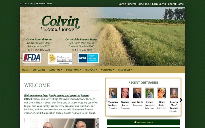 Screenshot of corncolvinfuneralhome.com