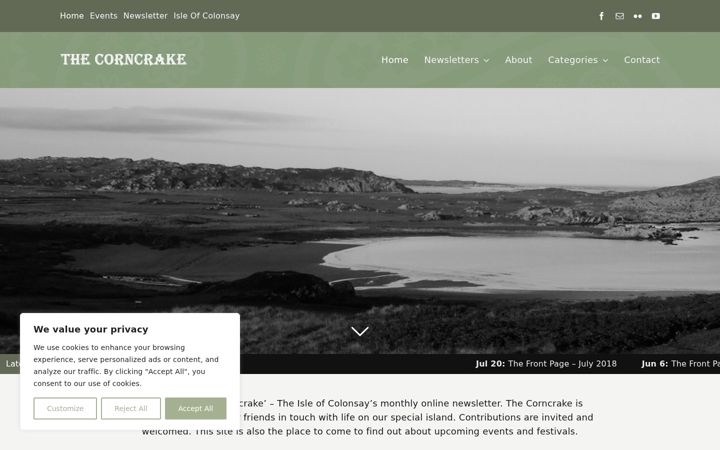 Screenshot of corncrake.org.uk