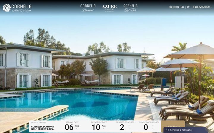 Screenshot of corneliaresort.com
