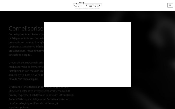 Screenshot of cornelispriset.se
