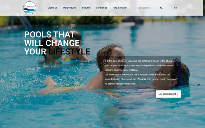 Screenshot of corneliuspools.com