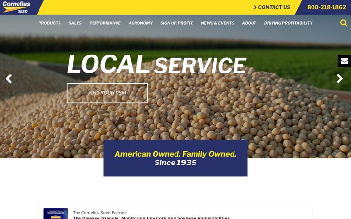 Screenshot of corneliusseed.com