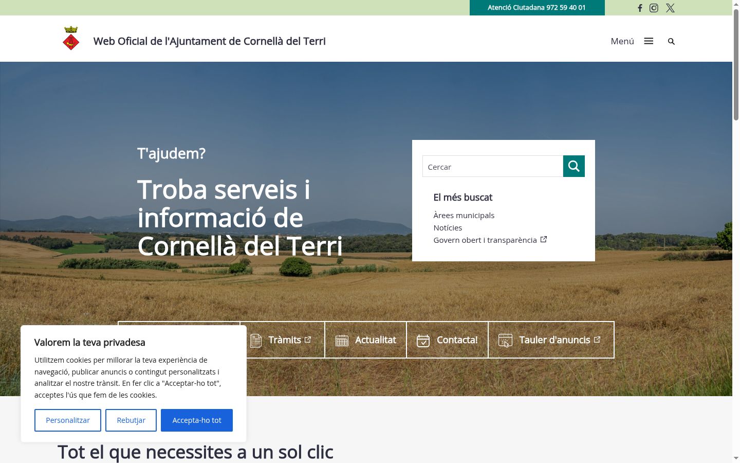Screenshot del banner di consenso mostrato prima di qualsiasi interazione