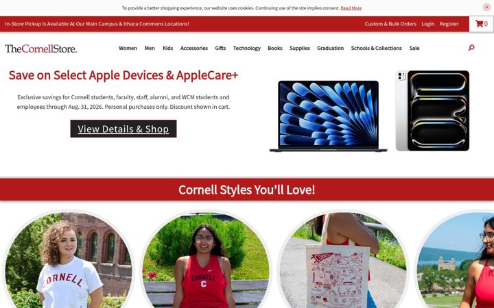 Screenshot of cornellstore.com