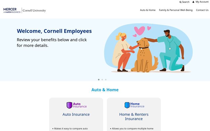 Screenshot of cornellvoluntarybenefits.com