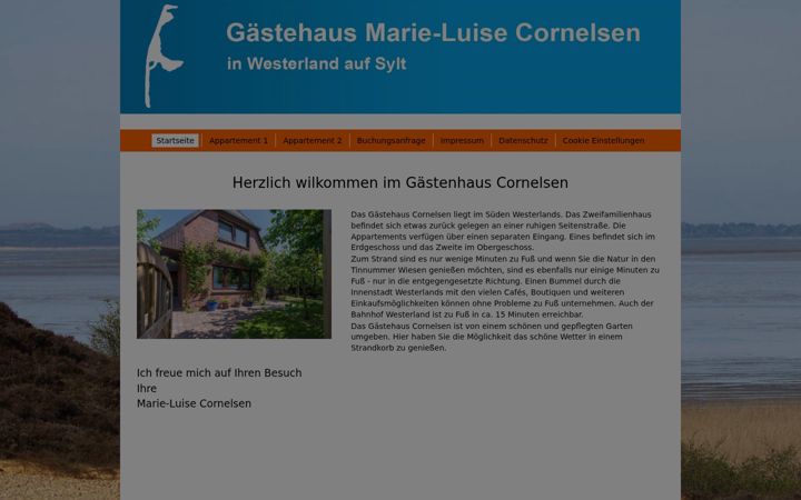 Screenshot of cornelsen-sylt.de