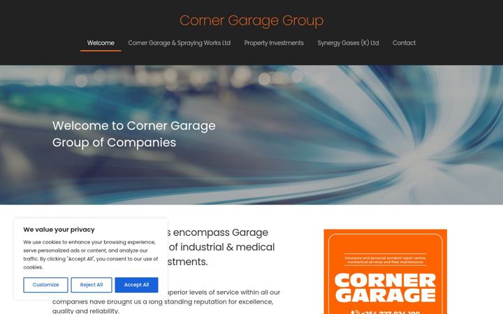 Screenshot of cornergaragegroup.com