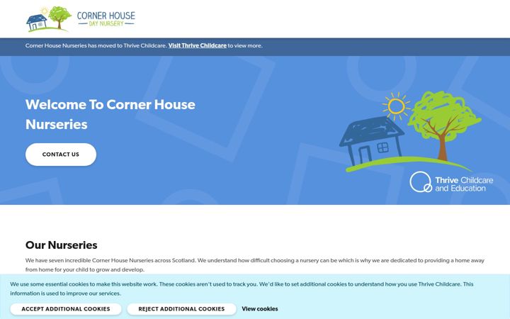 Screenshot of cornerhousenursery.co.uk