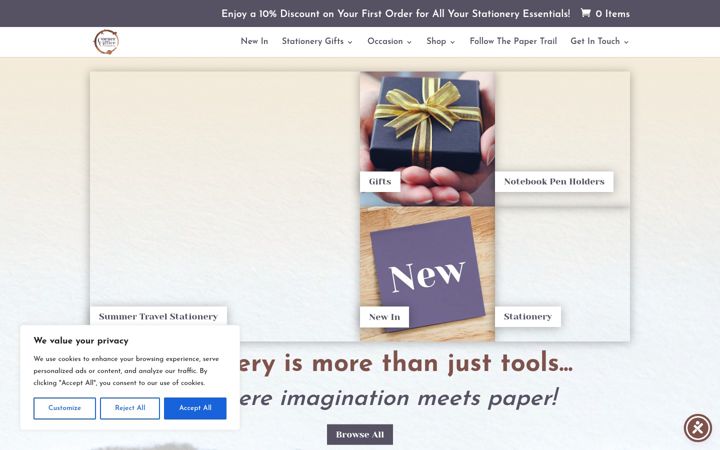 Screenshot of cornerofficestationery.com