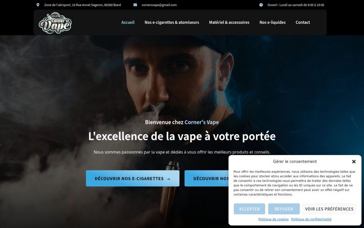 Screenshot of corners-vape.fr