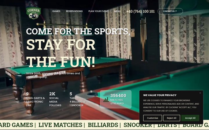 Екранна снимка на cornersportsbar.eu