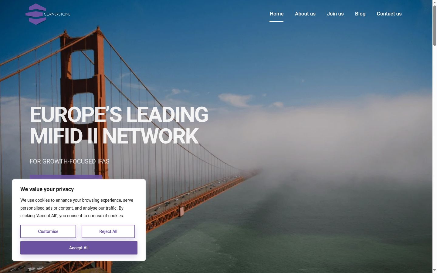 Screenshot of the consent banner shown before any interaction