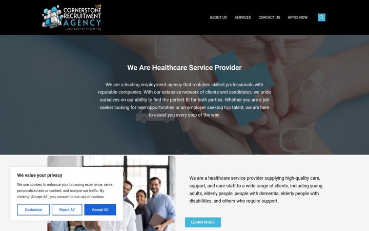 Screenshot von cornerstoneagency.co.uk