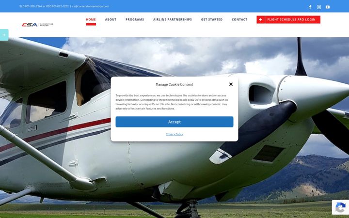 Screenshot of cornerstoneaviation.com