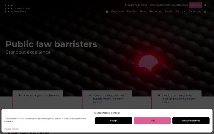 Screenshot of cornerstonebarristers.com